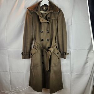 BURBERRY wool/cashmere coat size 6 removable collar